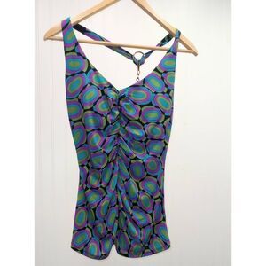 BISOU BISOU multi-colored print bathing suit top size medium